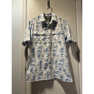 croft and barrow button down palm tree vented shirt size small